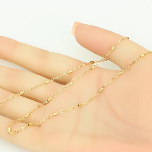 Elegant Rose Gold Brass Necklace with Subtle Textured Detailing, XPNL0351 - Picture 4 of 11